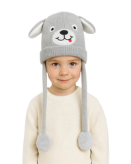 Zibell Kids Winter Animal Ear Knit Hat – Warm Cartoon Pom Pom Beanie for Boys & Girls