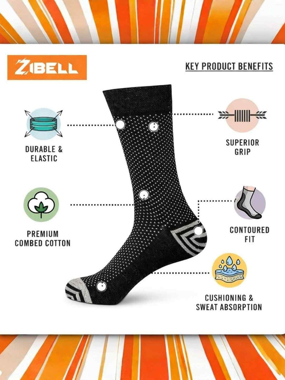 Stylish Polka Dot Crew Socks (5-Pack) - ZIBELL
