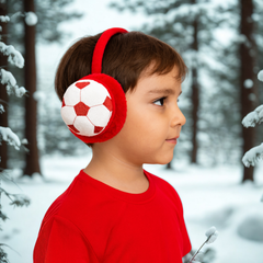 ZIBELL Winter Ear Warmers for Boys & Girls – Plush Faux Fur Football Pattern Earmuffs, Windproof & Comfortable Fit