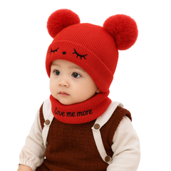 ZIBELL Baby & Toddler Winter Wool Beanie and Neck Scarf Set – Warm Knit Fuzzy Hat for Boys & Girls (0–4 Years)