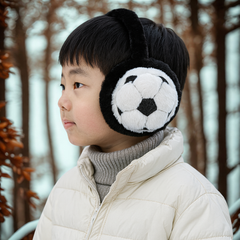 ZIBELL Winter Ear Warmers for Boys & Girls – Plush Faux Fur Football Pattern Earmuffs, Windproof & Comfortable Fit