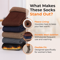 Zibell Women’s Winter Wool Socks – Set of 5 Cozy Thermal Socks