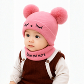 ZIBELL Baby & Toddler Winter Wool Beanie and Neck Scarf Set – Warm Knit Fuzzy Hat for Boys & Girls (0–4 Years)