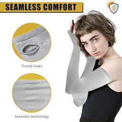 ZIBELL UV Protection Sunblock Arm Sleeves 6 Pairs with Thumb Hole: Moisture-Wicking, 4-Way Stretch, Breathable Fibre, Temperature Control Arm Covers for Men & Women