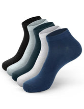 ZIBELL Men's Cotton Ankle Length Formal Dress Socks, Solid Colour, Pack of 5