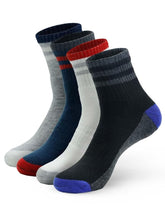 ZIBELL Athletic Ankle Socks, Pack of 4, Breathable Cotton, US Size 9-12, Multi-Color, Multicolor, 9-12