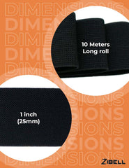 Elastic Bands for Tailoring, Sewing Elastic for Pants and Clothes, High Elasticity Knit Spool, DIY Projects (Black, 1 Inch, 10 Meters)