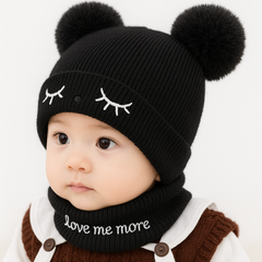 ZIBELL Baby & Toddler Winter Wool Beanie and Neck Scarf Set – Warm Knit Fuzzy Hat for Boys & Girls (0–4 Years)