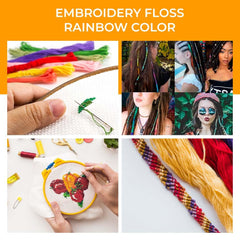 Embroidery Floss Rainbow Color 100 Skeins Per Pack Cross Stitch Thread Friendship Bracelets String Embroidery Thread Cotton Floss Bracelet Yarn Crafts Floss by ZIBELL (Rainbow)