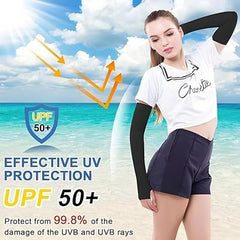 UV Protection Arm Sleeves with Thumb Hole, Pack of 2 for Men & Women, Sun Protection Sleeves for Running, Hand Cover for Bike Riding Nylon