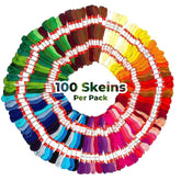Embroidery Floss Rainbow Color 100 Skeins Per Pack Cross Stitch Thread Friendship Bracelets String Embroidery Thread Cotton Floss Bracelet Yarn Crafts Floss by ZIBELL (Rainbow)