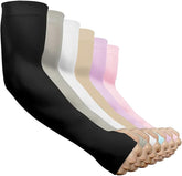 ZIBELL UV Protection Sunblock Arm Sleeves 6 Pairs with Thumb Hole: Moisture-Wicking, 4-Way Stretch, Breathable Fibre, Temperature Control Arm Covers for Men & Women