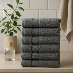 ZIBELL Premium Hand Towels Set of 6 Large - Luxurious Design with Exceptional Durability - Absorbent Shower Towels for Home & Spa - 14 x 21 Inch Size