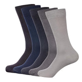 ZIBELL Bamboo Crew Socks for Men, Calf Length, Pack of 5, Breathable Comfort, Formal Socks, Full Length, Odour Free & Cushioned Base, Assorted Colours, Softer than Regular Socks