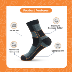 ZIBELL Men's Cotton Blend Ankle Socks, Checkered Pattern, Pack of 6