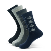 ZIBELL Men's Cotton Blend Argyle Dress Socks, Pack of 6, Classic Colours