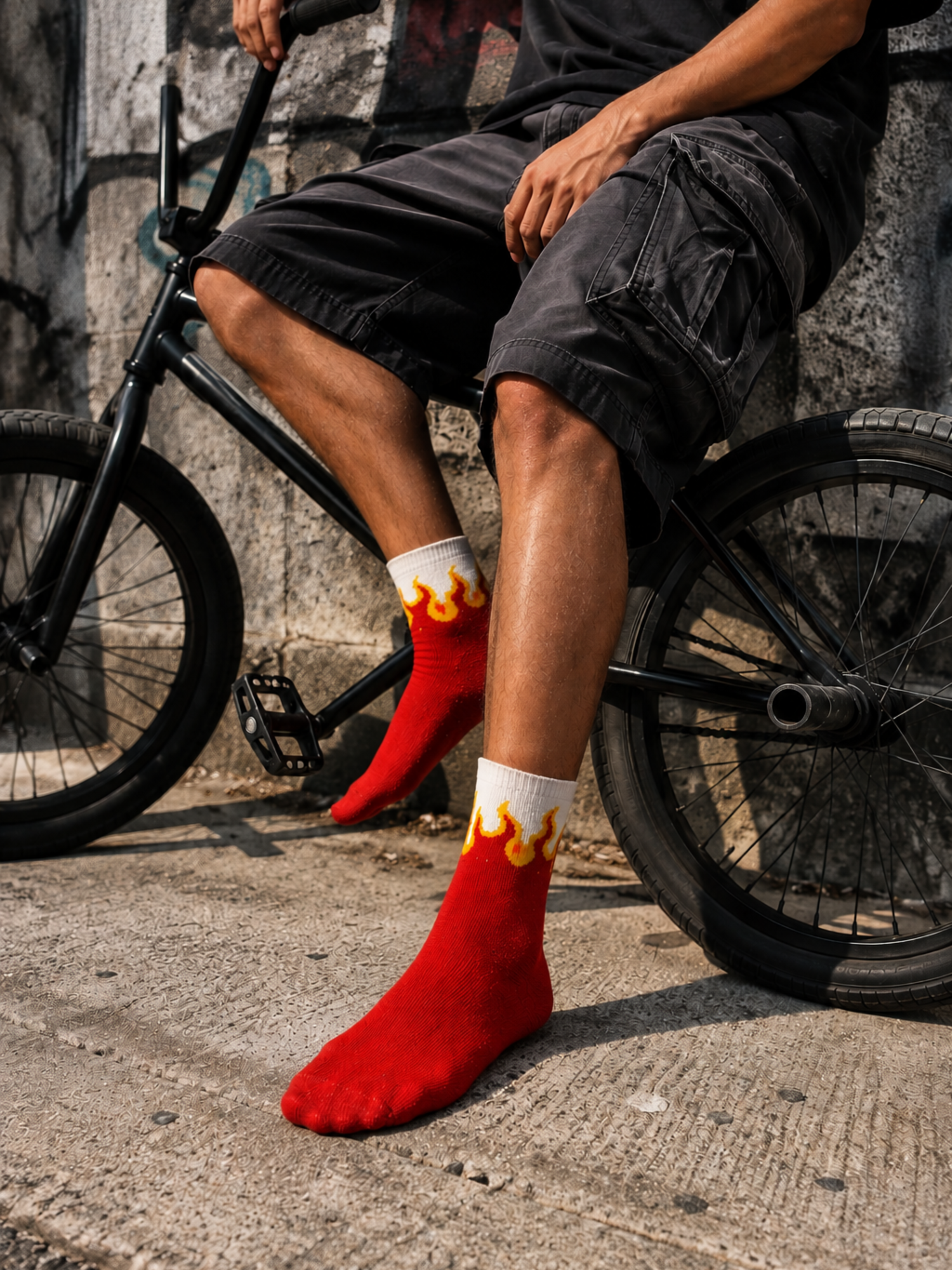 Men's Flame Crew Socks 6 Pack – Cotton Casual Streetwear Socks