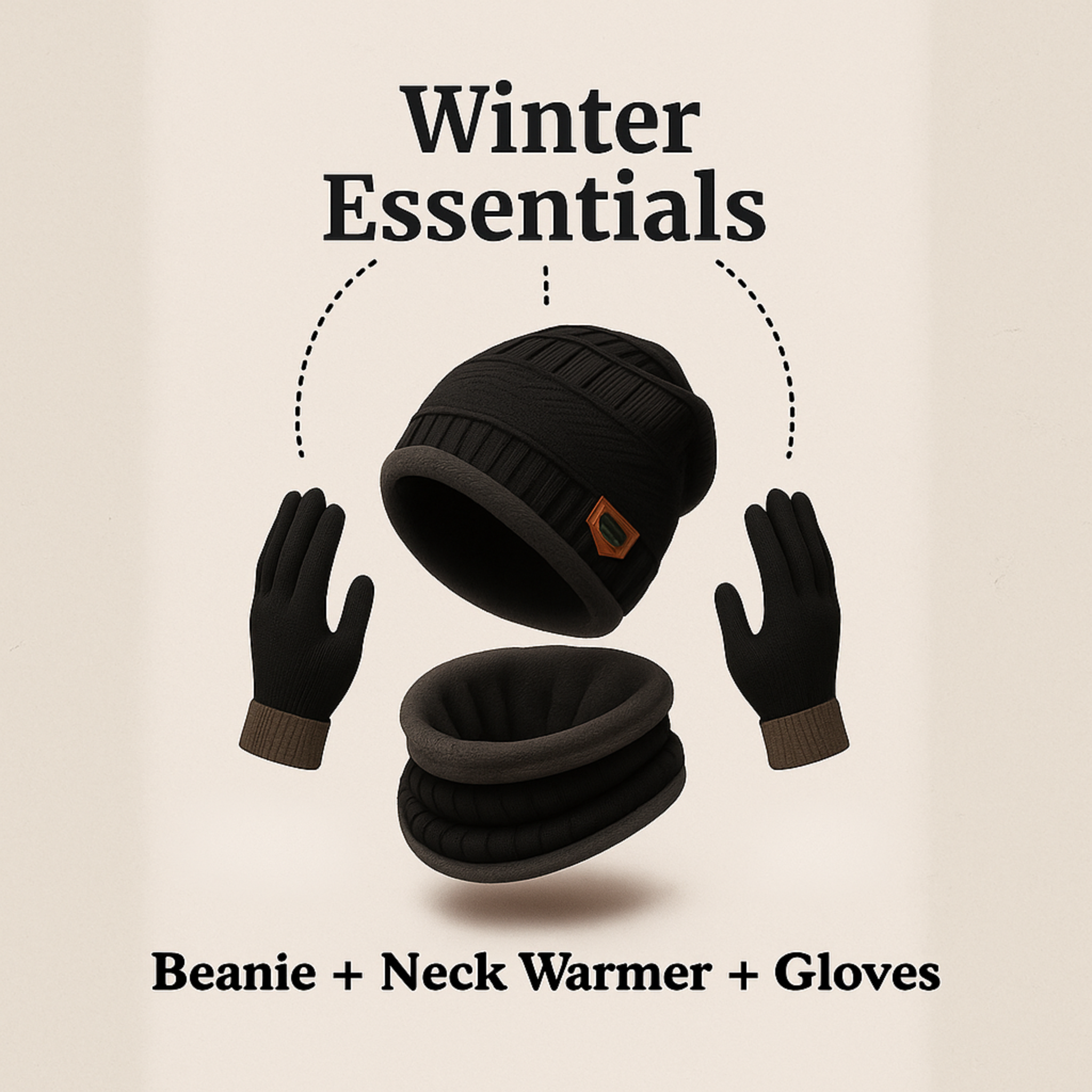 Zibell Ultra-Warm Winter Set for Men – Neck Warmer, Beanie & Gloves Combo