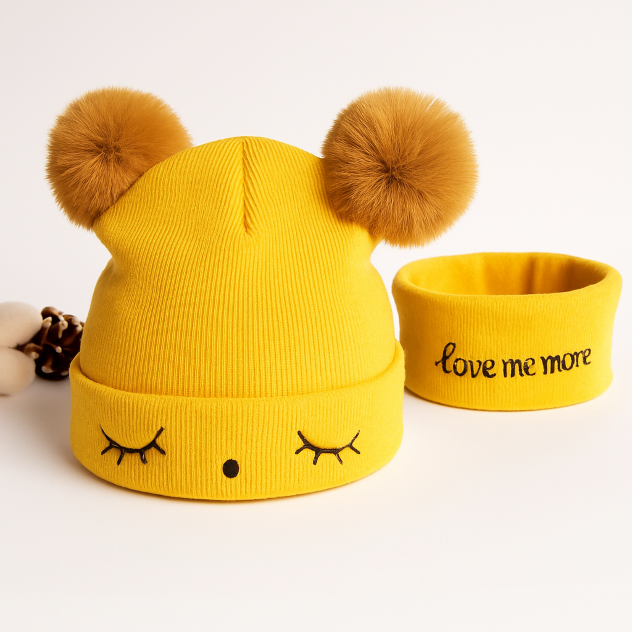 ZIBELL Baby & Toddler Winter Wool Beanie and Neck Scarf Set – Warm Knit Fuzzy Hat for Boys & Girls (0–4 Years)