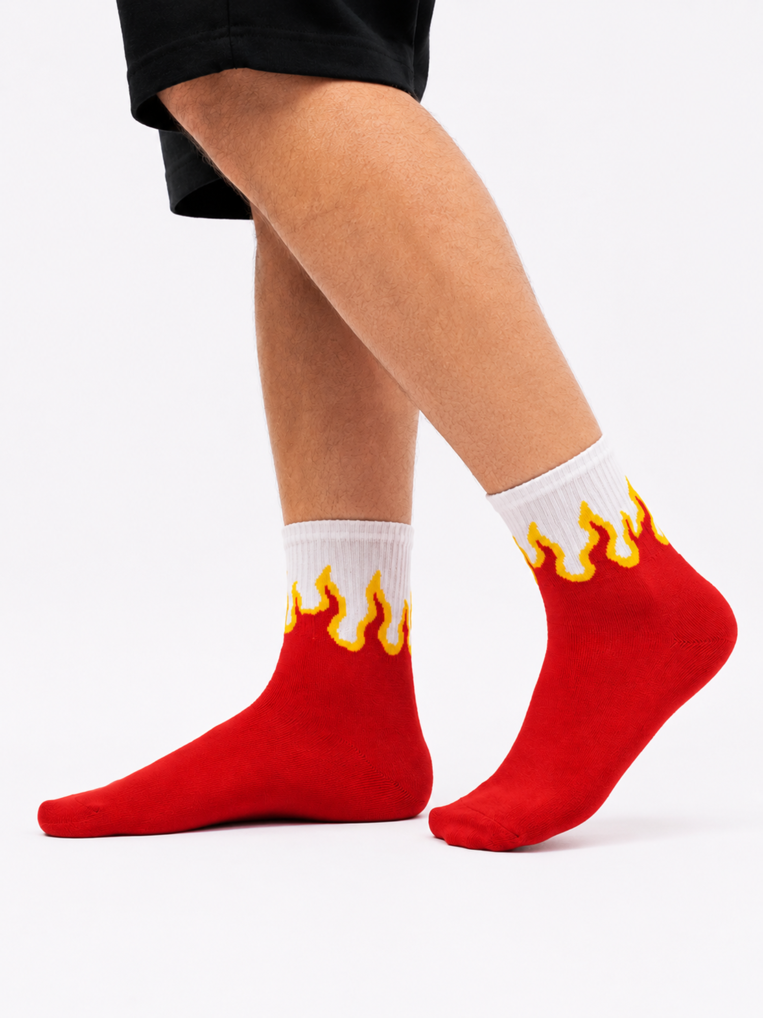 Men's Flame Crew Socks 6 Pack – Cotton Casual Streetwear Socks