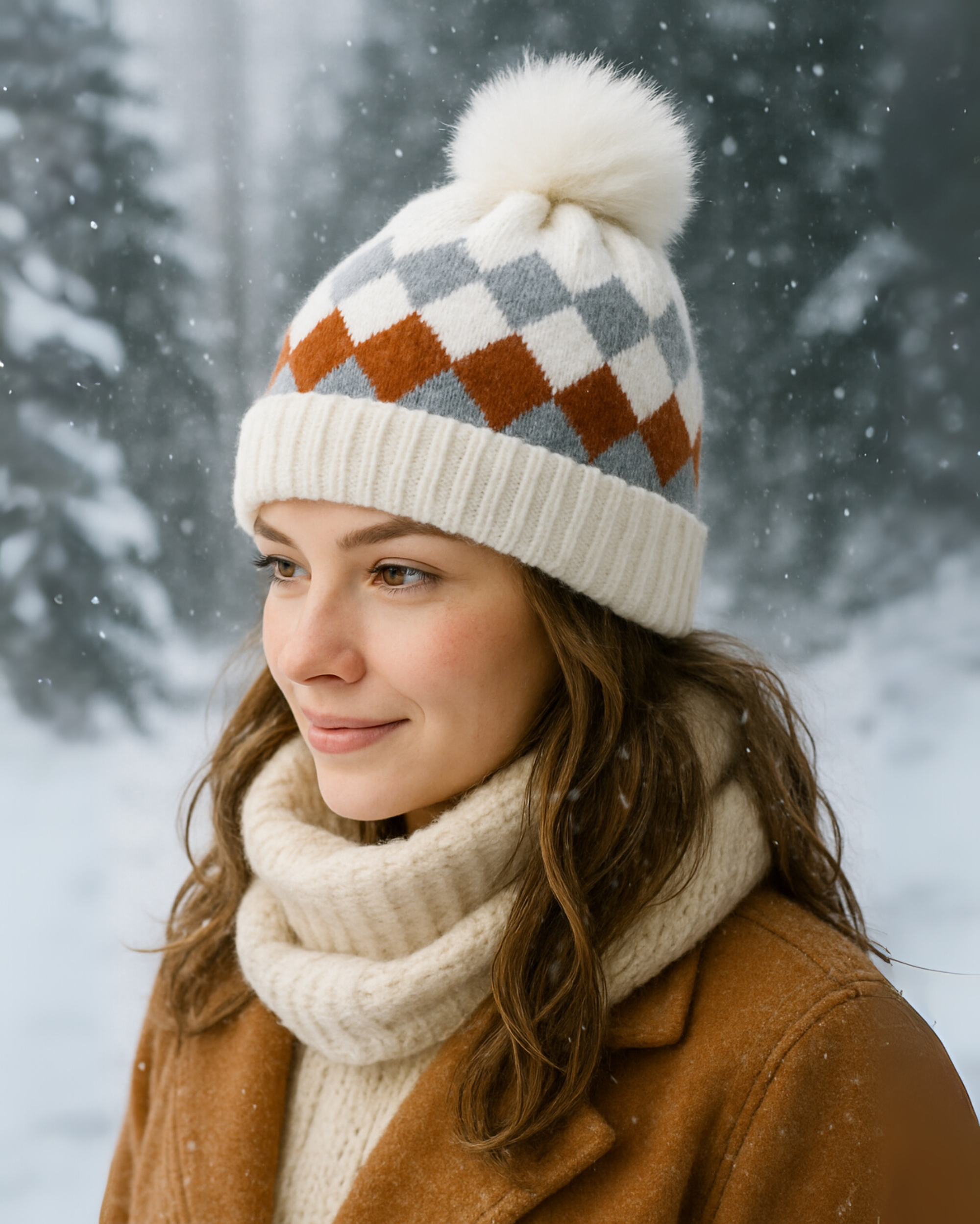 ZIBELL Winter Woolen Beanie Cap for Women P2