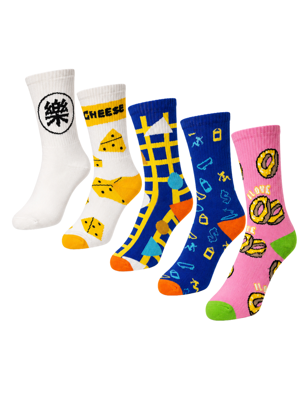 Novelty Funky Printed Crew Socks for Men & Women – Pack of 5 Fun Printed Designs