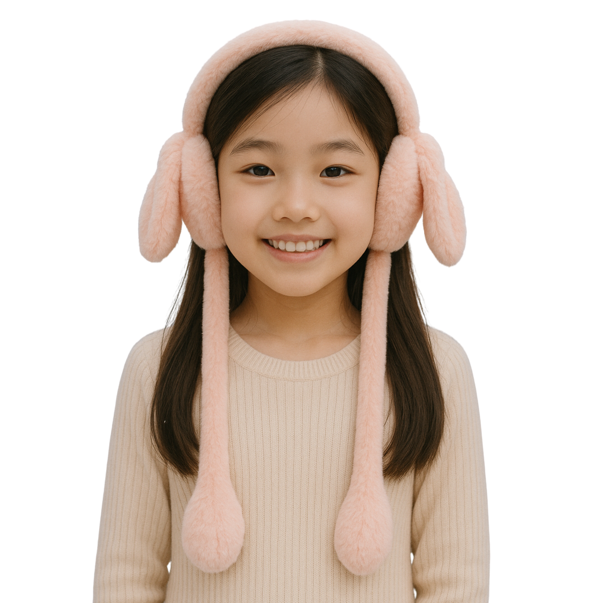 Zibell Fluffy Bunny Ear Muffs – Soft Plush Warmers for Cozy Winter Days
