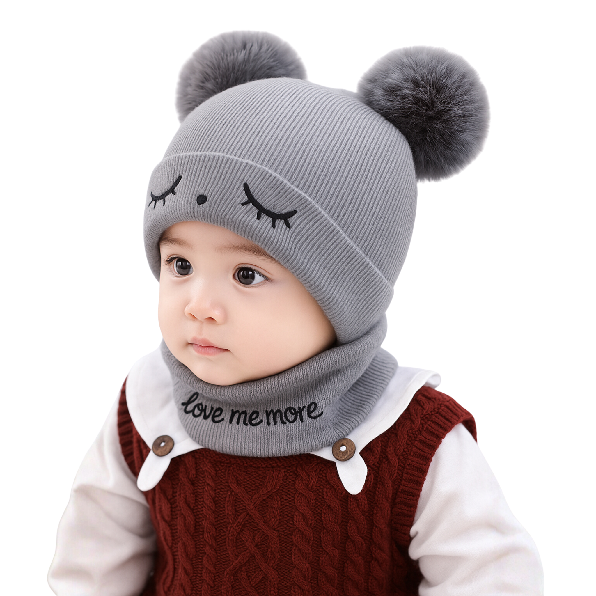 ZIBELL Baby & Toddler Winter Wool Beanie and Neck Scarf Set – Warm Knit Fuzzy Hat for Boys & Girls (0–4 Years)