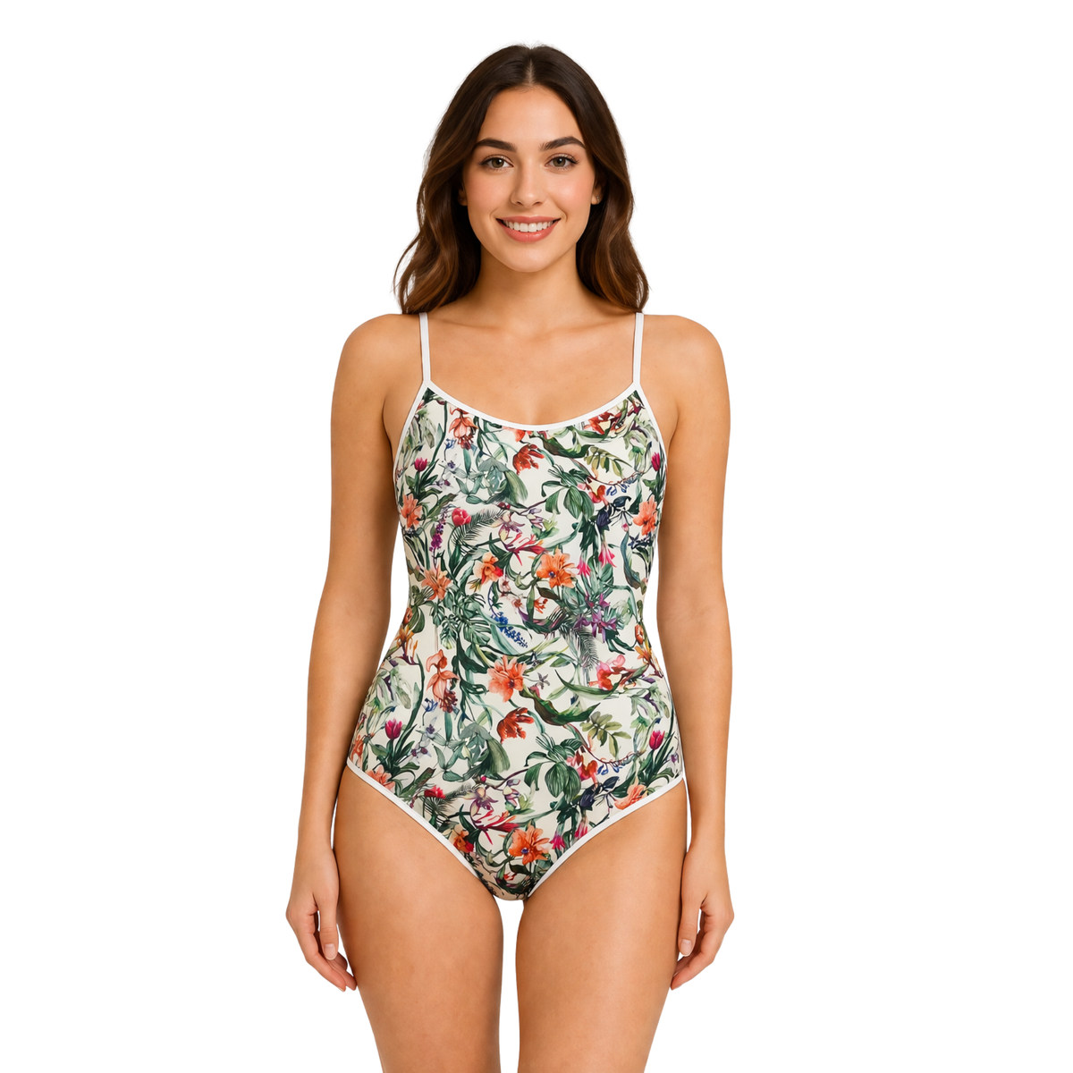 Tropical Bloom One-Piece Swimsuit – Slim Fit Floral Beachwear