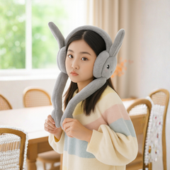 Zibell Fluffy Bunny Ear Muffs – Soft Plush Warmers for Cozy Winter Days
