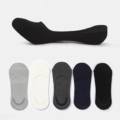 ZIBELL Unisex No-Show Loafer Socks, Cotton Blend, Pack of 5 Pairs, Multicoloured