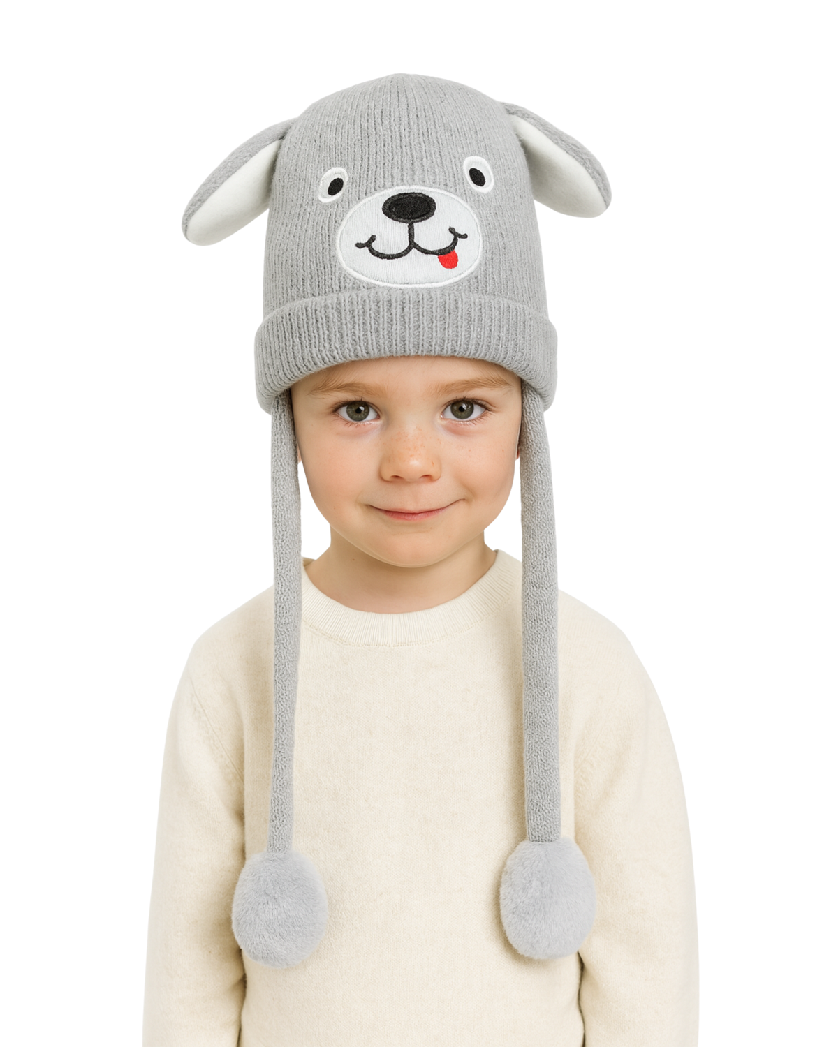 Zibell Kids Winter Animal Ear Knit Hat – Warm Cartoon Pom Pom Beanie for Boys & Girls