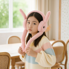 Zibell Fluffy Bunny Ear Muffs – Soft Plush Warmers for Cozy Winter Days