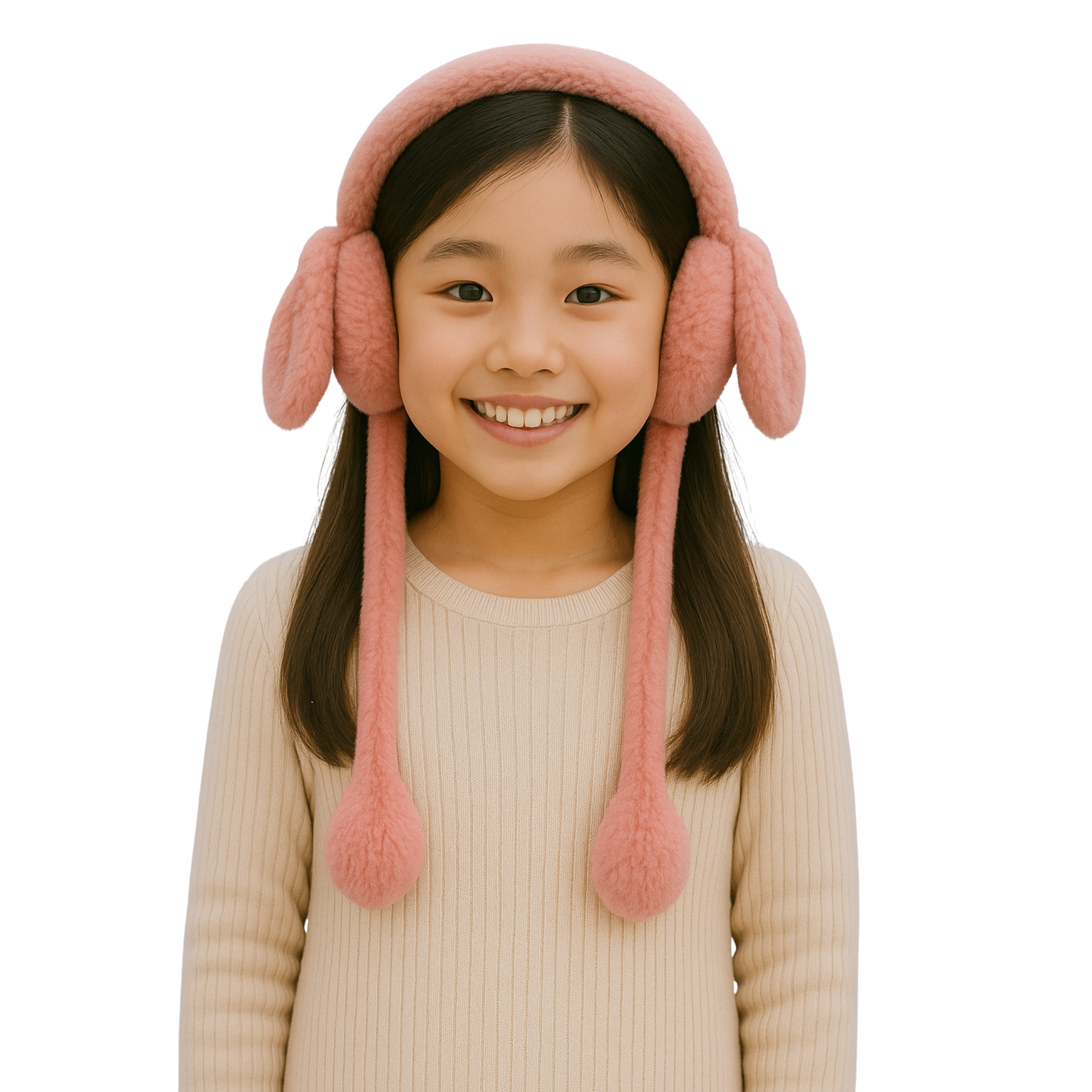 Zibell Fluffy Bunny Ear Muffs – Soft Plush Warmers for Cozy Winter Days