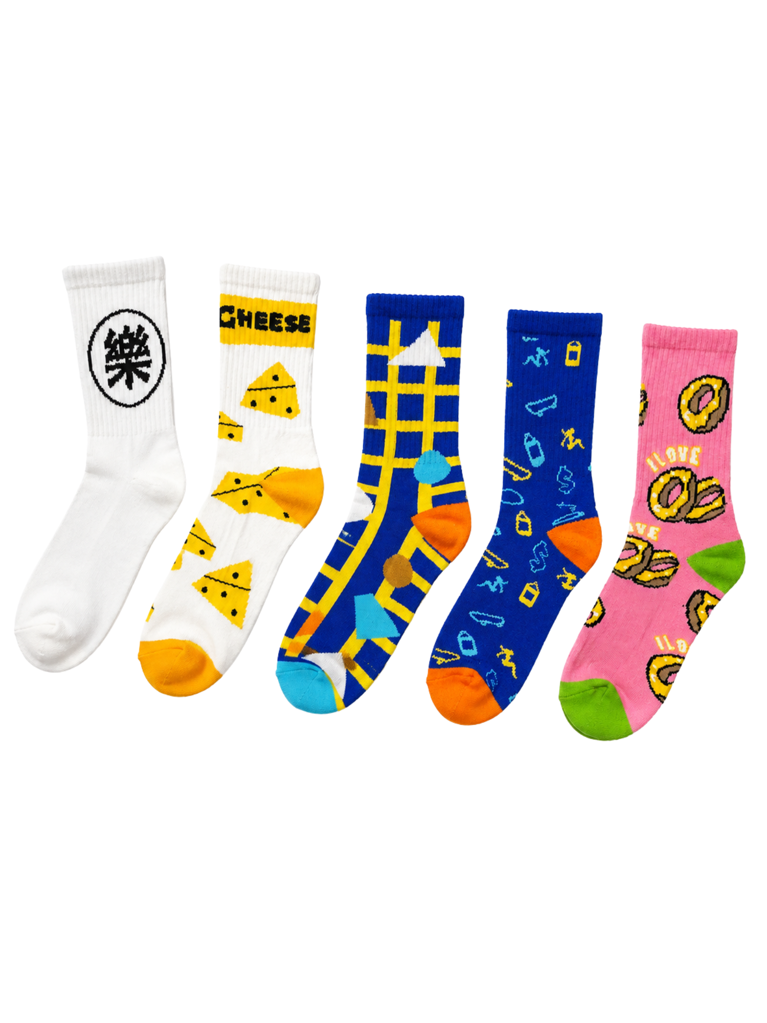 Novelty Funky Printed Crew Socks for Men & Women – Pack of 5 Fun Printed Designs