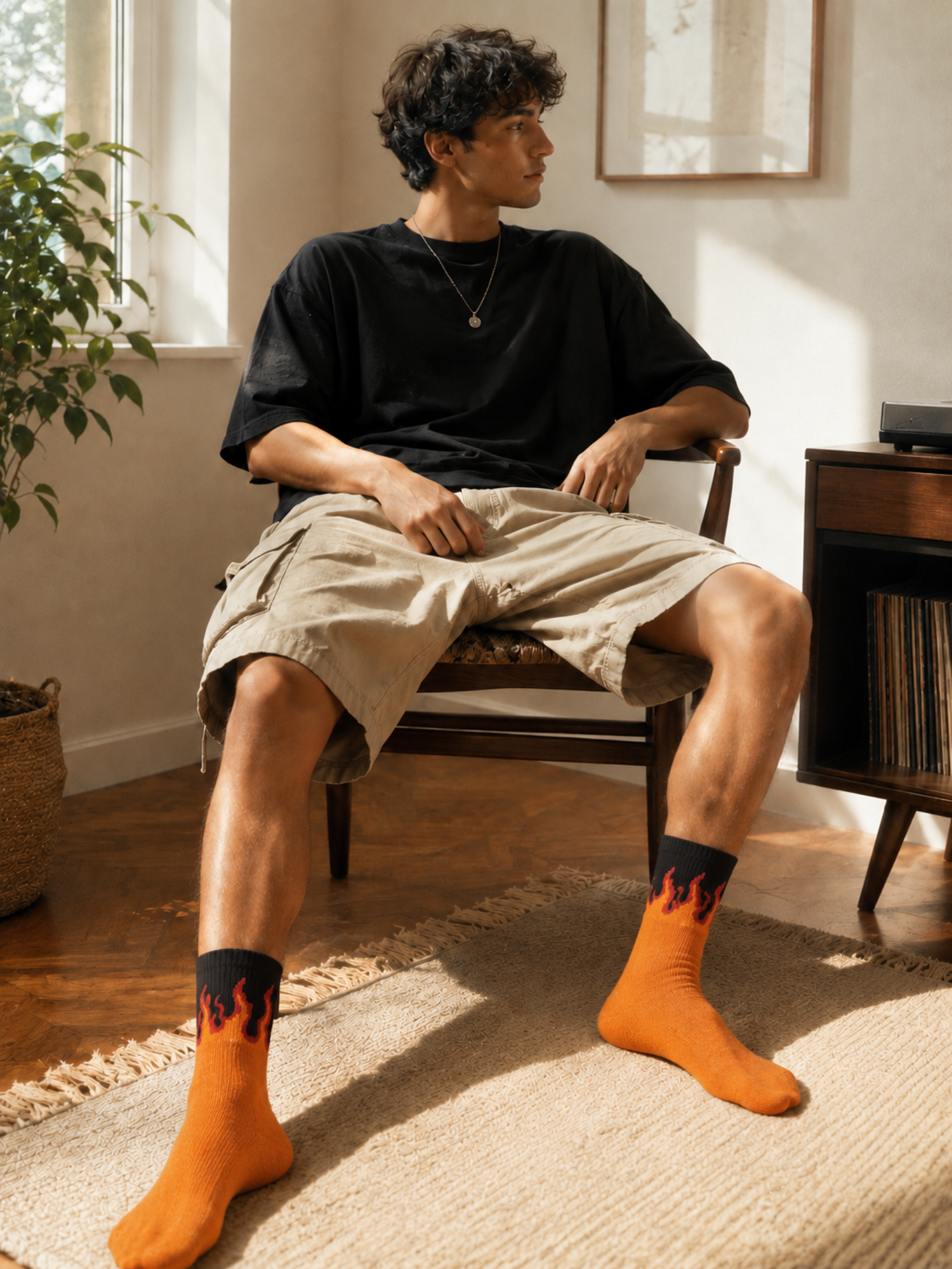Men's Flame Crew Socks 6 Pack – Cotton Casual Streetwear Socks