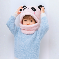 Zibell Panda Winter Hat for Kids – Woolen Comfort with Plush Neck Wrap