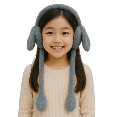 Zibell Fluffy Bunny Ear Muffs – Soft Plush Warmers for Cozy Winter Days