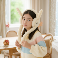 Zibell Fluffy Bunny Ear Muffs – Soft Plush Warmers for Cozy Winter Days