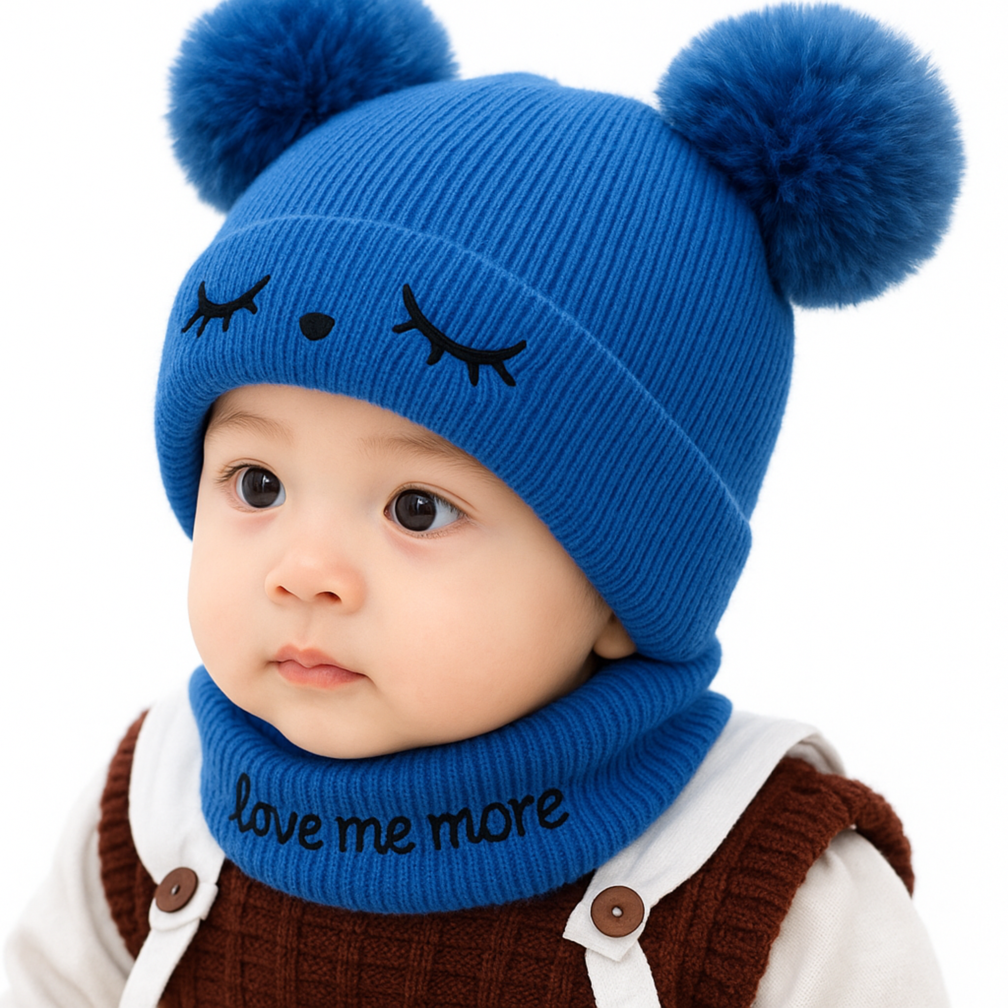 ZIBELL Baby & Toddler Winter Wool Beanie and Neck Scarf Set – Warm Knit Fuzzy Hat for Boys & Girls (0–4 Years)