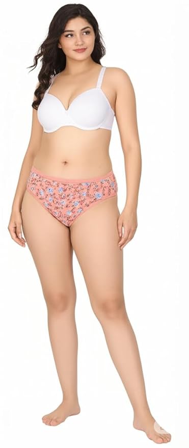 ZIBELL Women's Floral Print Cotton Panties, Full Coverage, Pack of 3