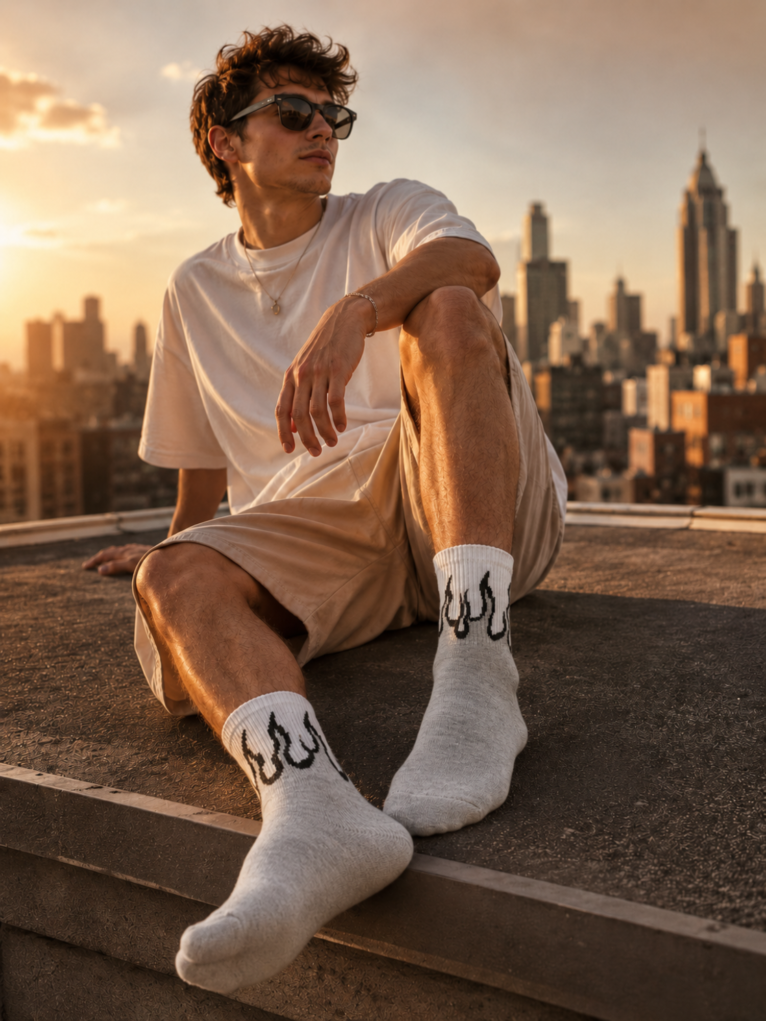 Men's Flame Crew Socks 6 Pack – Cotton Casual Streetwear Socks