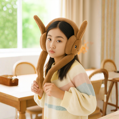 Zibell Fluffy Bunny Ear Muffs – Soft Plush Warmers for Cozy Winter Days
