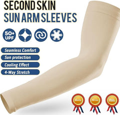ZIBELL UV Protection Arm Sleeves with Thumb Hole, Skin color, Pack of 4 for Men & Women, Sun Protection Sleeves for Running, Hand Cover for Bike Riding Nylon
