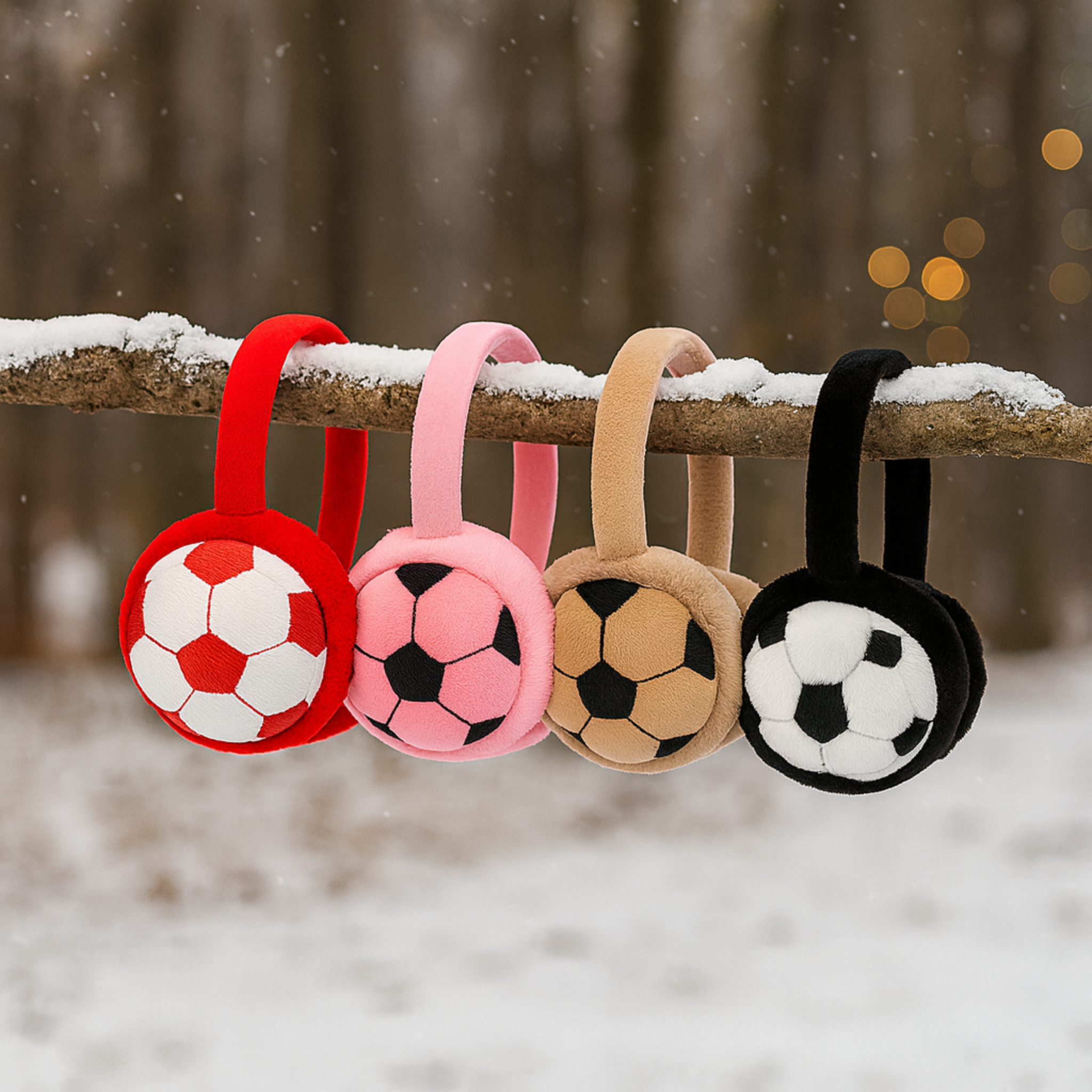 ZIBELL Winter Ear Warmers for Boys & Girls – Plush Faux Fur Football Pattern Earmuffs, Windproof & Comfortable Fit