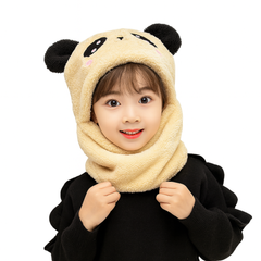 Zibell Panda Winter Hat for Kids – Woolen Comfort with Plush Neck Wrap