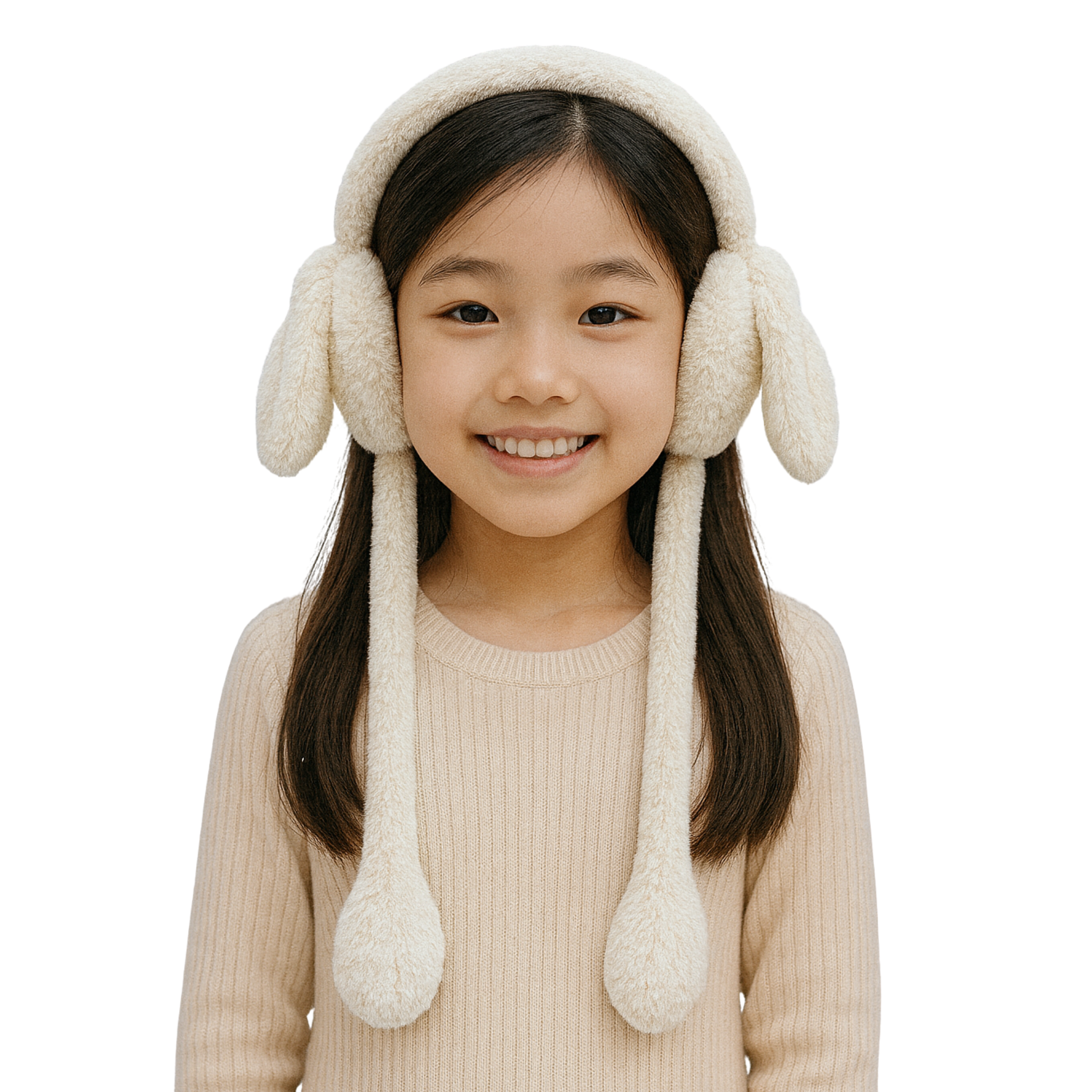 Zibell Fluffy Bunny Ear Muffs – Soft Plush Warmers for Cozy Winter Days