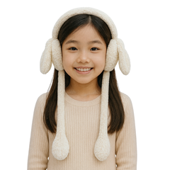 Zibell Fluffy Bunny Ear Muffs – Soft Plush Warmers for Cozy Winter Days