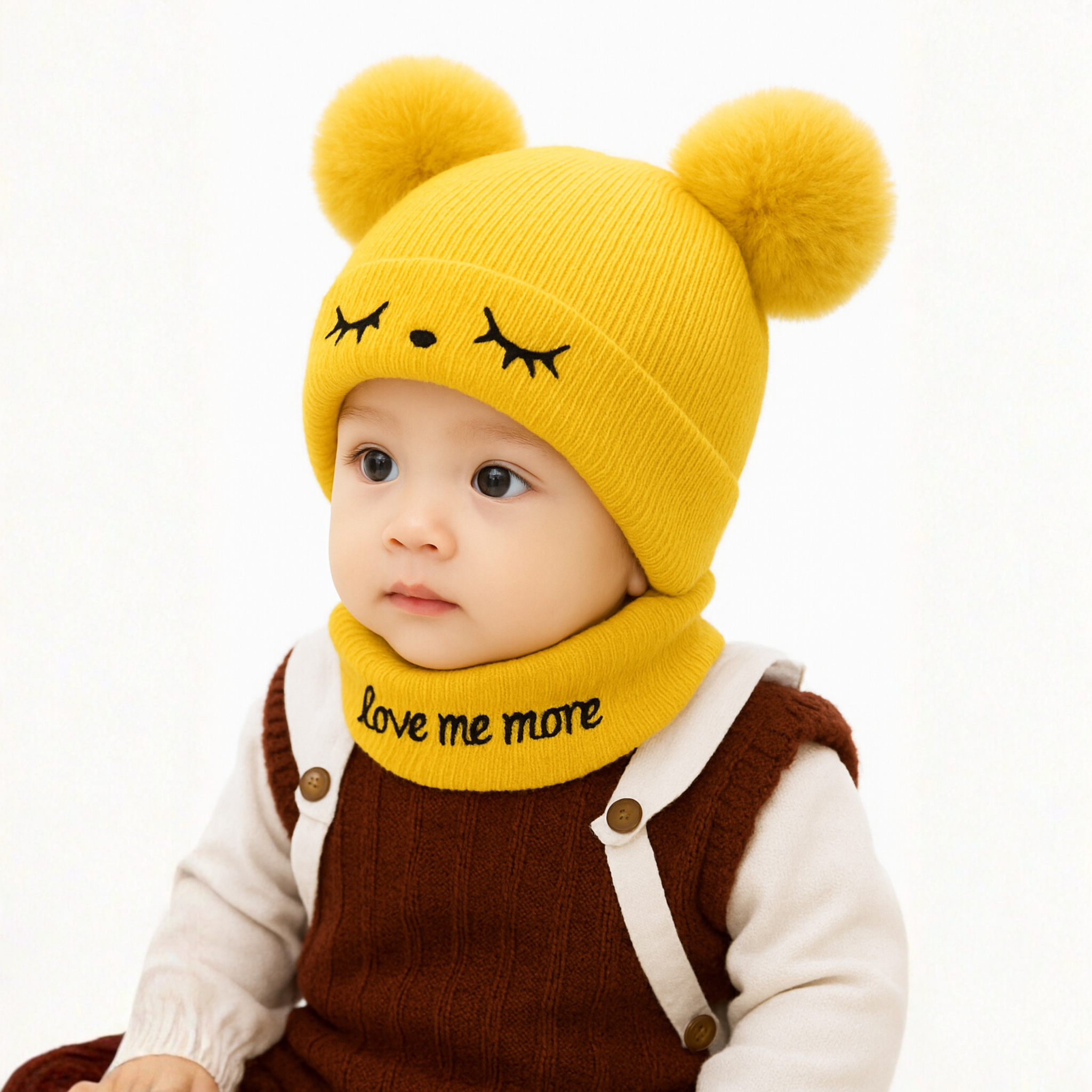 ZIBELL Baby & Toddler Winter Wool Beanie and Neck Scarf Set – Warm Knit Fuzzy Hat for Boys & Girls (0–4 Years)