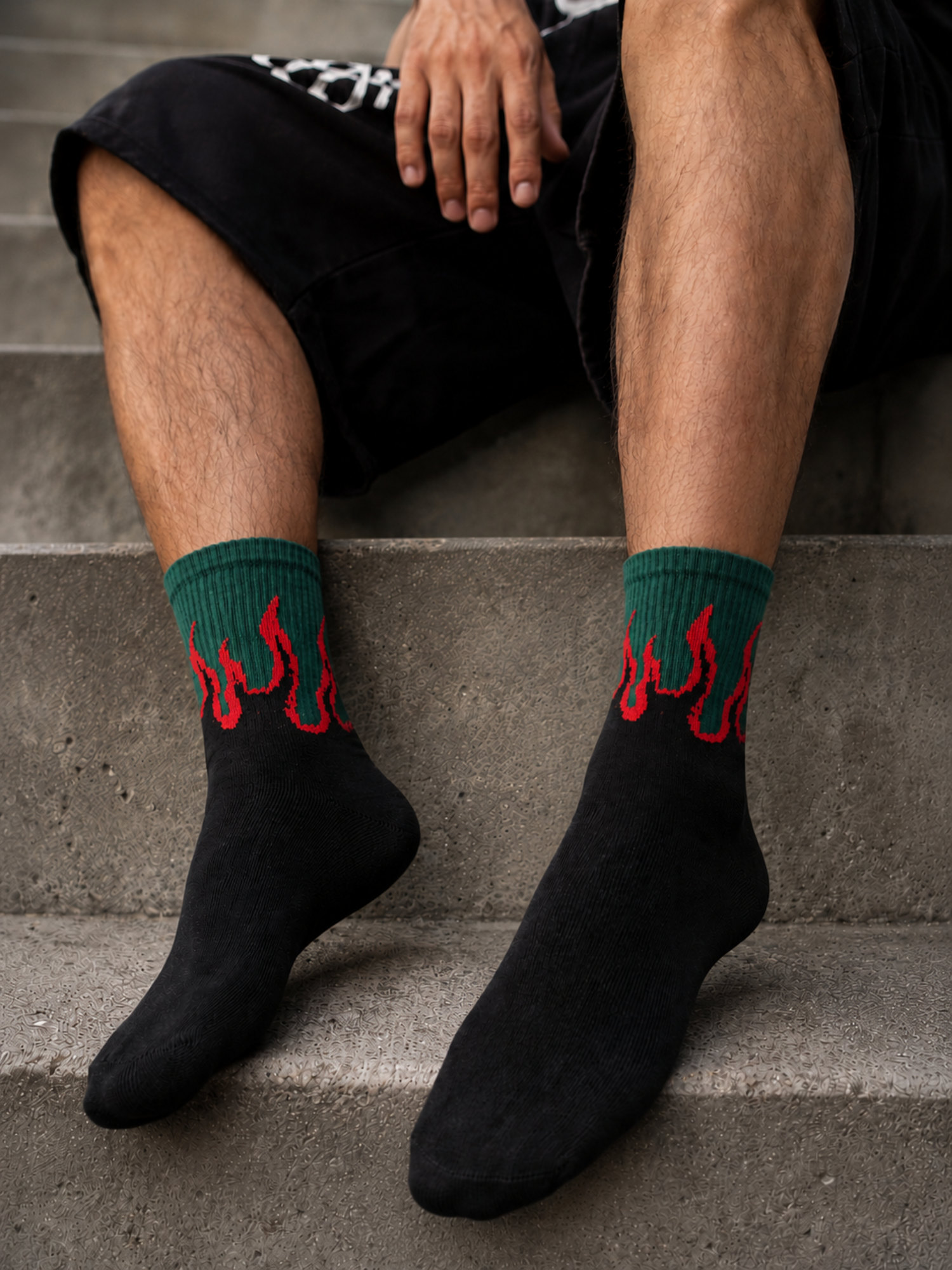 Men's Flame Crew Socks 6 Pack – Cotton Casual Streetwear Socks
